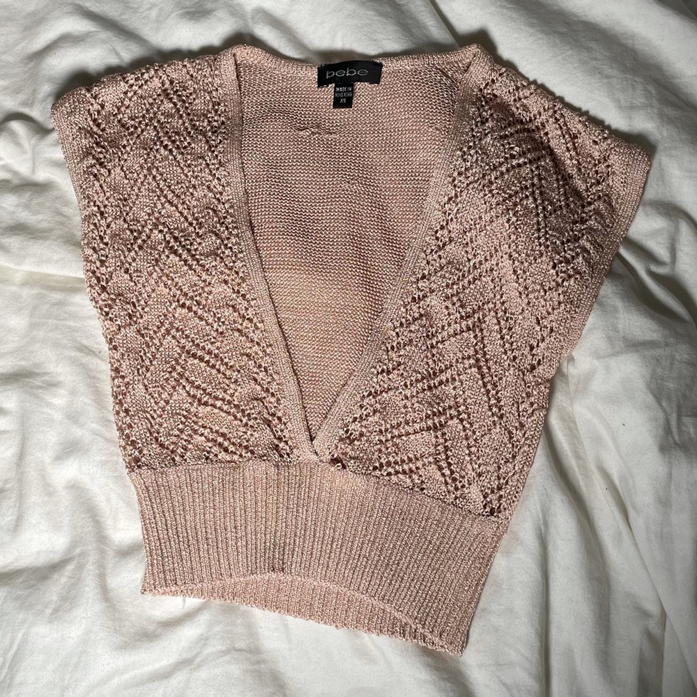 bebe Tan Laced Vest Top Size XS